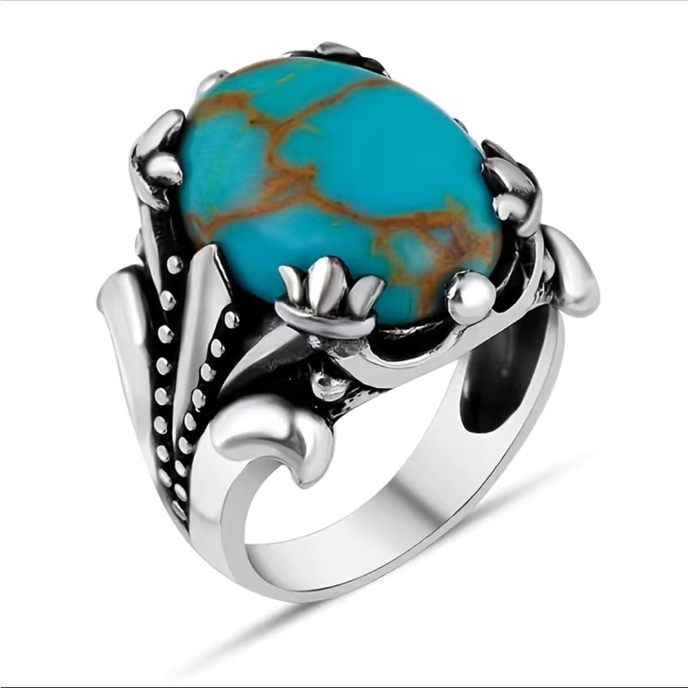 Turquoise and Silver Unisex Ring